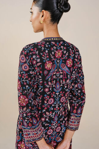 Starlit Serenade SEWA Hand-embroidered Silk Jacket Set - Black, Black, image 6